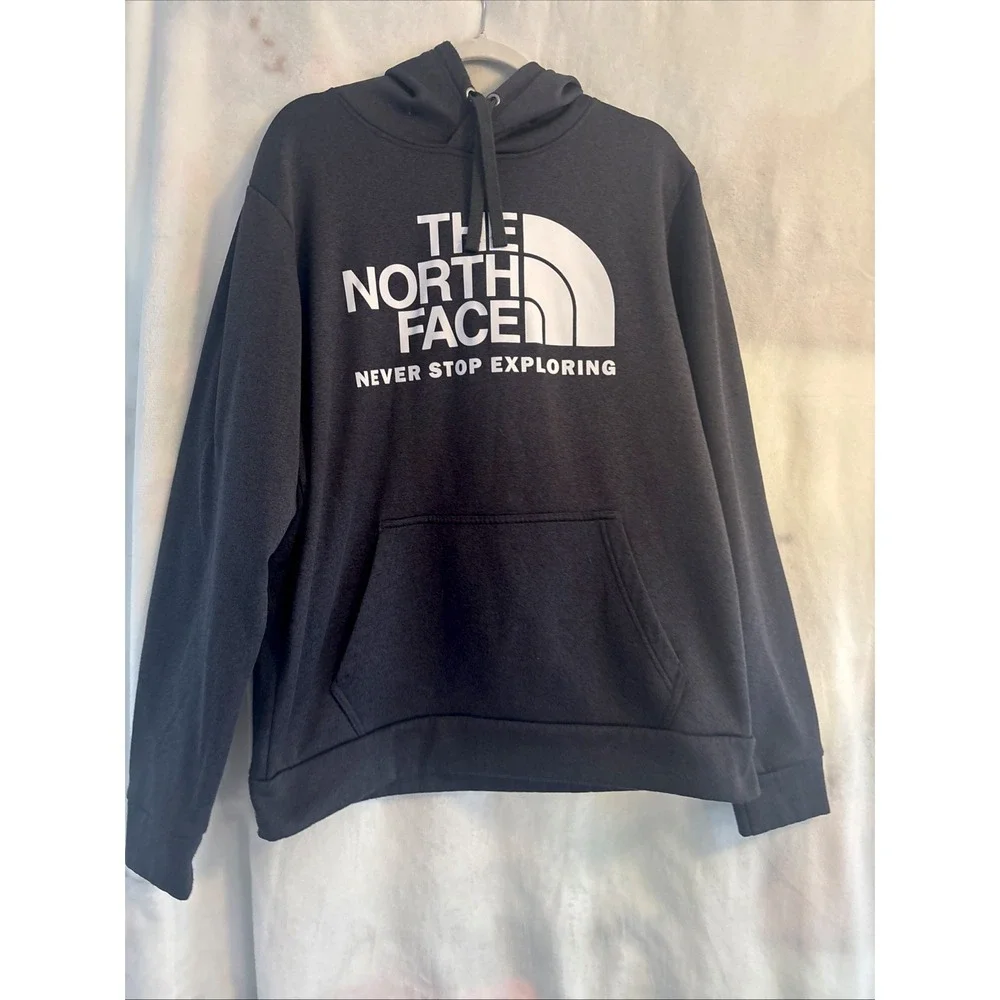 North Face Hoodie Mens Large Long‎ Sleeve Hooded Pullover Gray Pockets